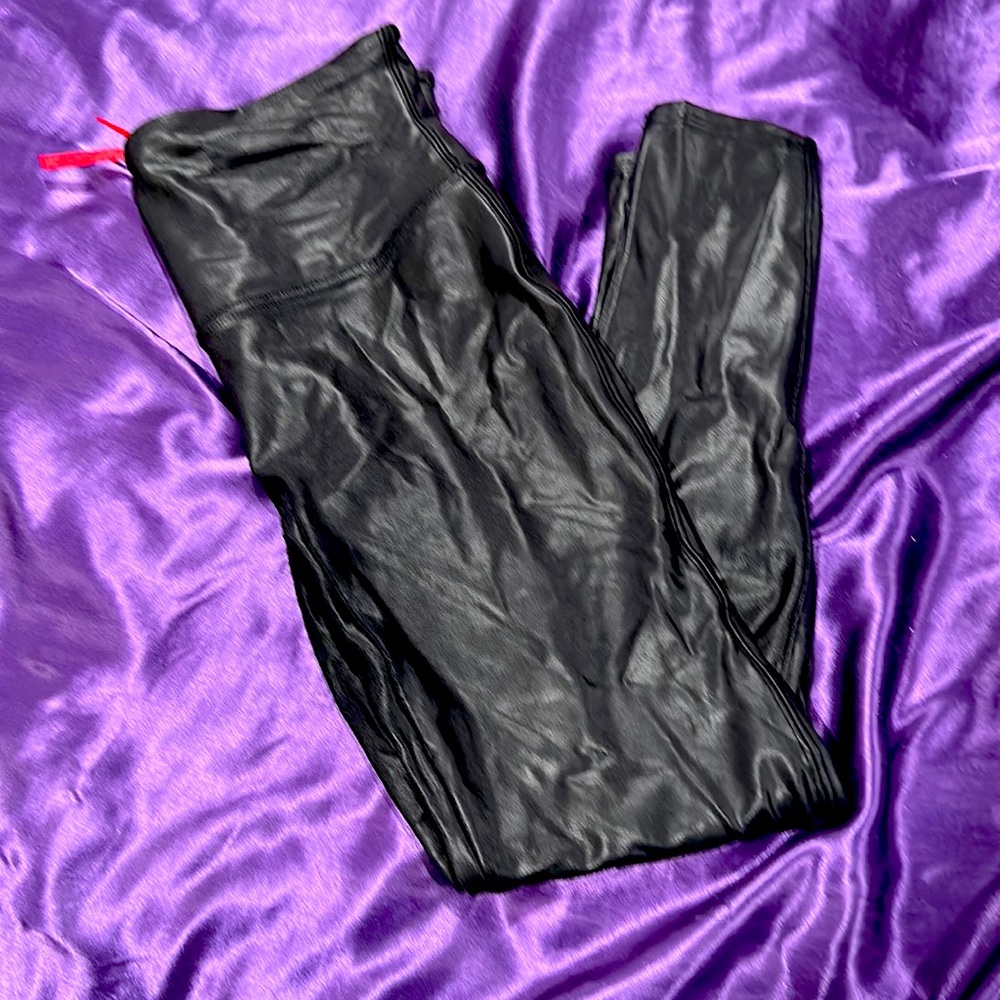 SPANX size large petite faux leather legging. Perfect condition. Black.